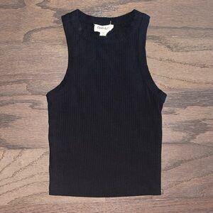 Open Edit Black Ribbed Tank - Size XXS